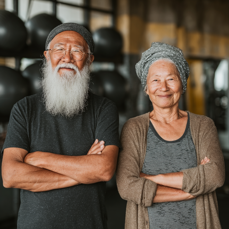 Keksa yoshdagi ayol yoga mashqlari bilan