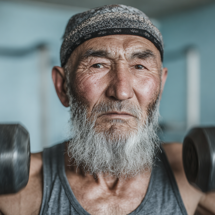 Keksa juft mashq qilayapti