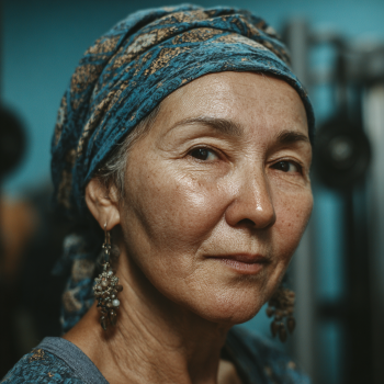 Keksa yoshdagi erkak va ayol birga mashq qilayapti